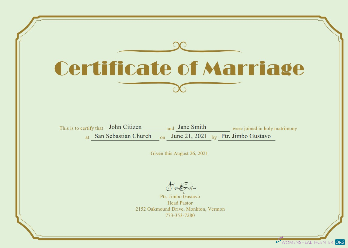 Download USA Marriage certificate template in Word and PDF format Photoshop template